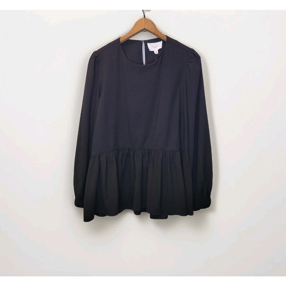Tuckernuck Pomander Place Black Carlota Long Sleeve Peplum Blouse Medium New - Picture 3 of 14